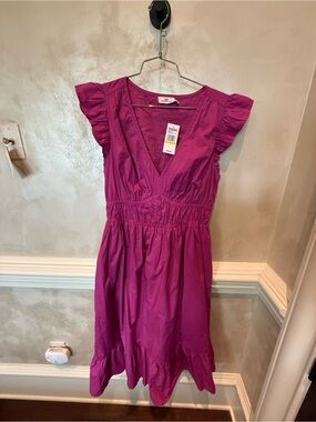 Vineyard Vines Raspberry Flutter-Sleeve Midi Dress